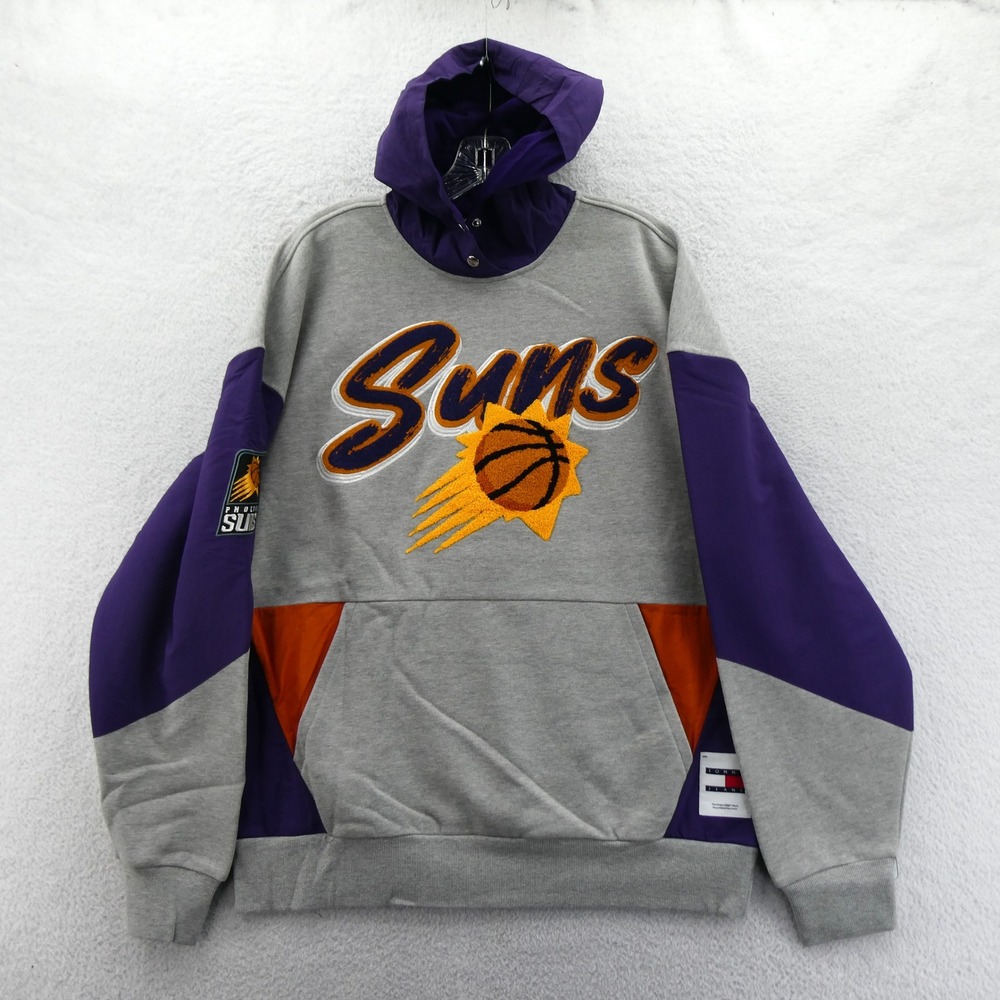 Tommy Jeans Hoodie Mens Large Phoenix Suns NBA Grey Purple Vintage Y2k Deadstock